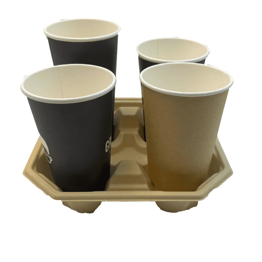 4-Cup Coffee Drink Carriers for Take-out Bamboo Fiber China Molded Fiber Packaging Supplier(副本)