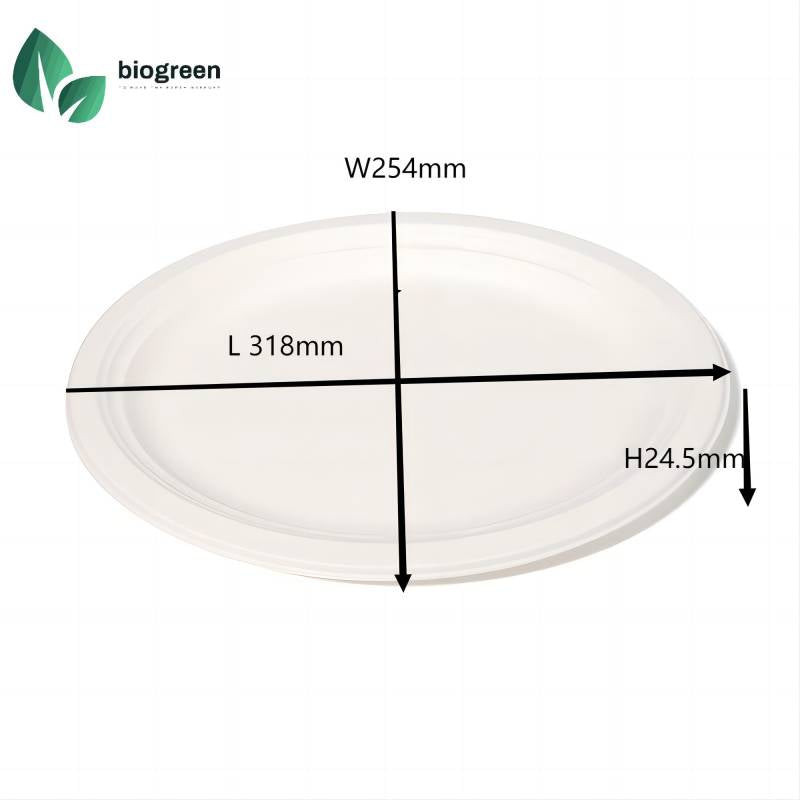 12“ Sugarcane Oval Plates China Eco Friendly Packaging Supplier
