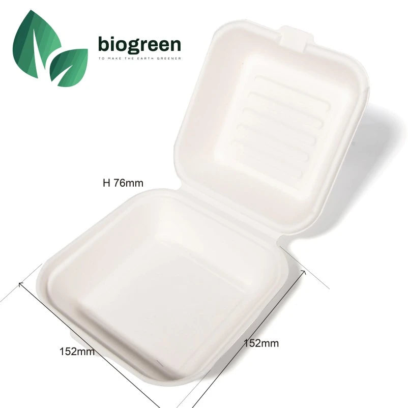 6“*6” Sugarcane Pulp Burger box