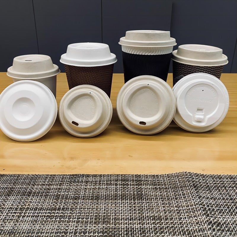 Wholesale Competitive Prices 8oz Coffee Cup Lids 80mm Biodegradable Lids Bagasse Lids Various Styles and Sizes