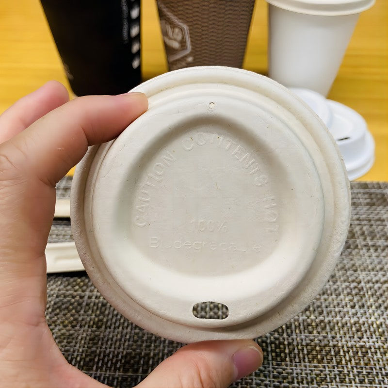 China Bagasse Coffee Lids Supplier 80/90mm Sugarcane Pulp Coffee Lid for Paper Cups