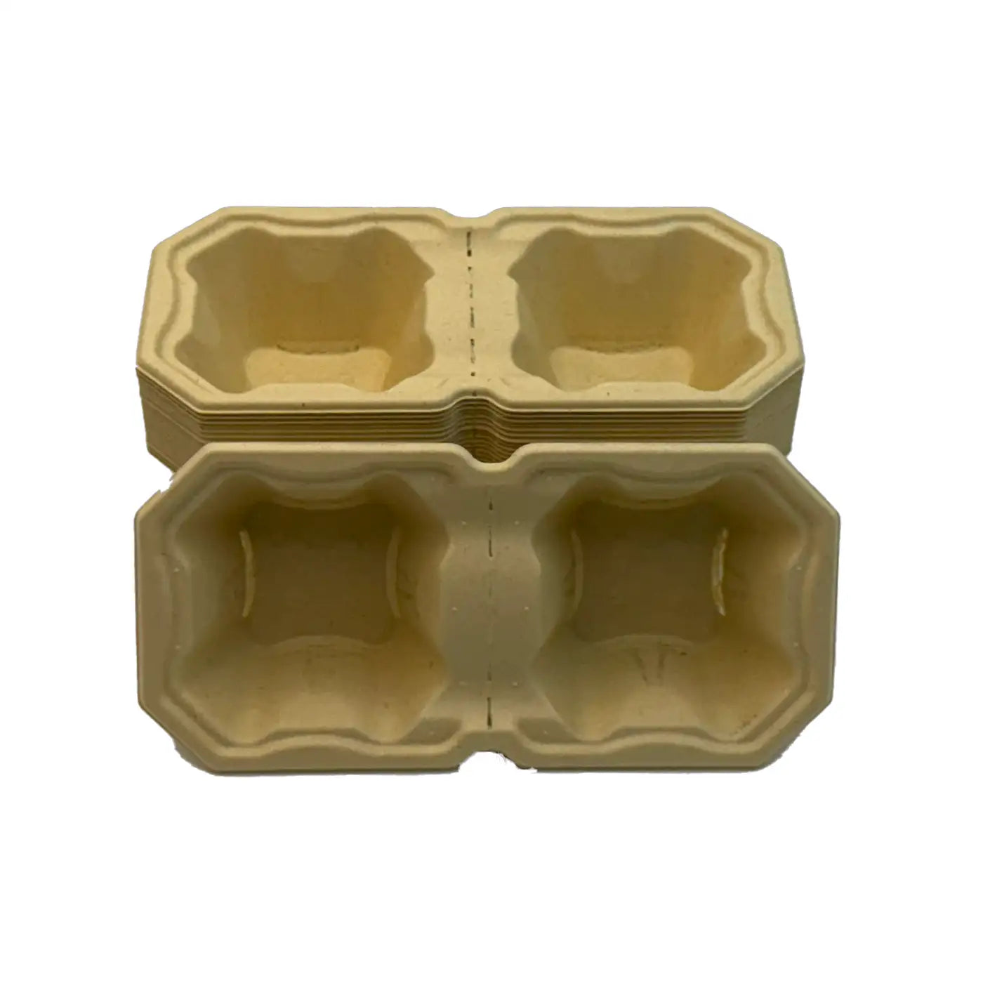 2-Cup Cup Trays Bamboo Fiber China Molded Fiber Packaging Supplier