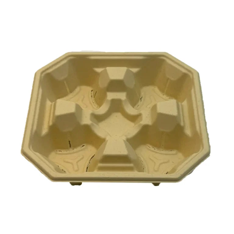 4-Cup Coffee Drink Carriers for Take-out Bamboo Fiber China Molded Fiber Packaging Supplier（副本）