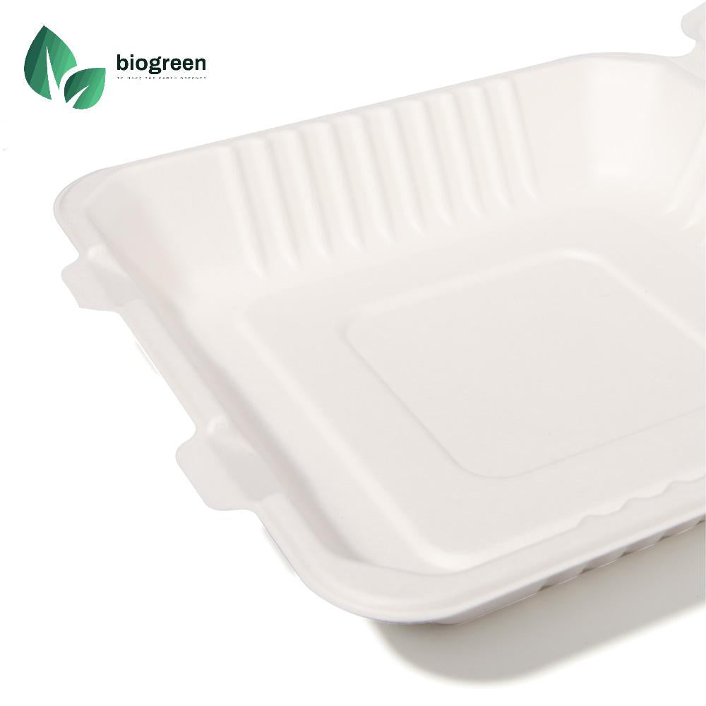 9X9” Bagasse Container Single Compartment for Fishes and Chips