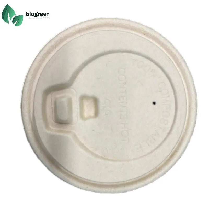 100% Compostable Biodegradable Sugarcane Pulp Bagasse Lids for 16OZ Coffee Cups