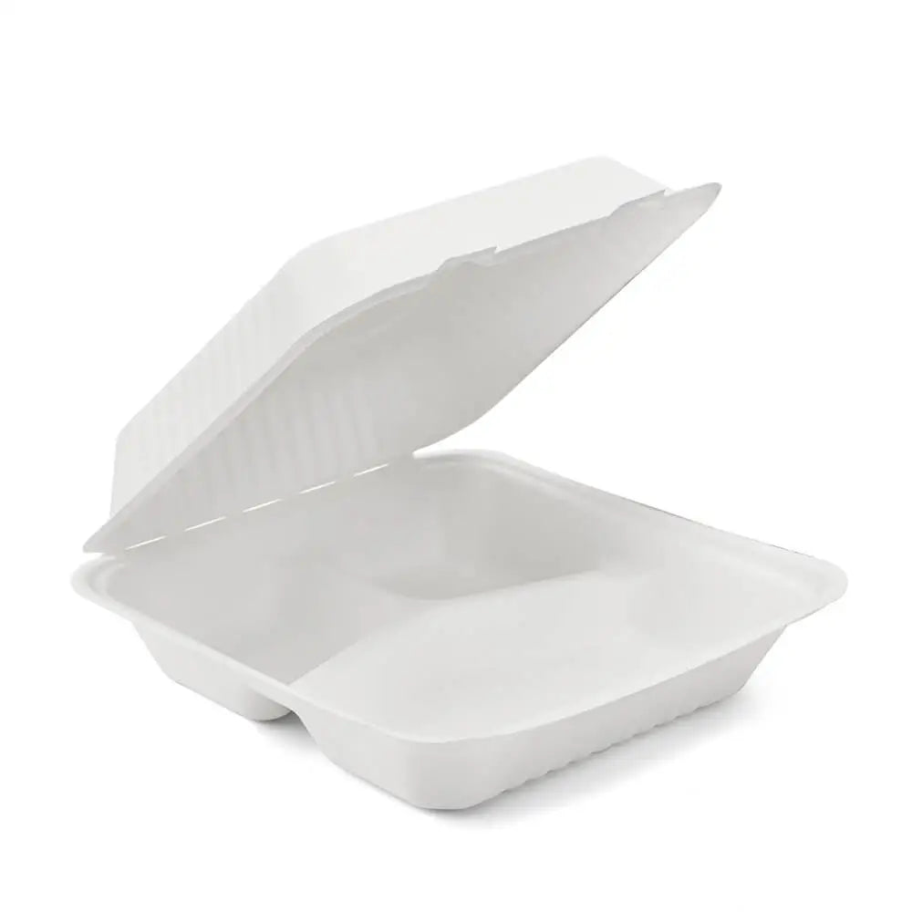 Eco Friendly Sugarcane Bagasse Food Containers Disposable 3 Compartment Containers