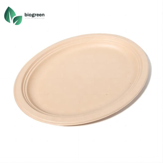 12“ Sugarcane Oval Plates China Eco Friendly Packaging Supplier