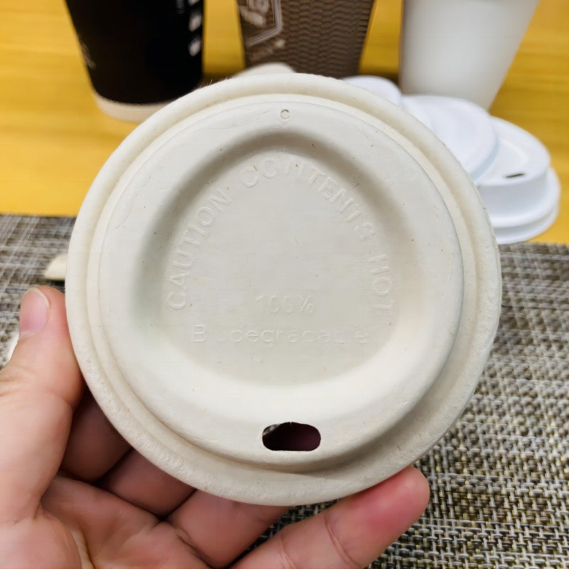 China Bagasse Coffee Lids Supplier 80/90mm Sugarcane Pulp Coffee Lid for Paper Cups