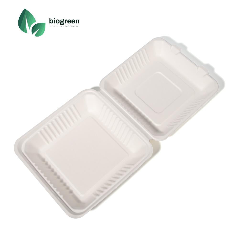 9X9” Bagasse Container Single Compartment for Fishes and Chips