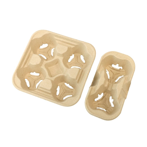 Molded Fiber 2-Cup Drink Carrier Trays China Molded Fiber Packaging Supplier