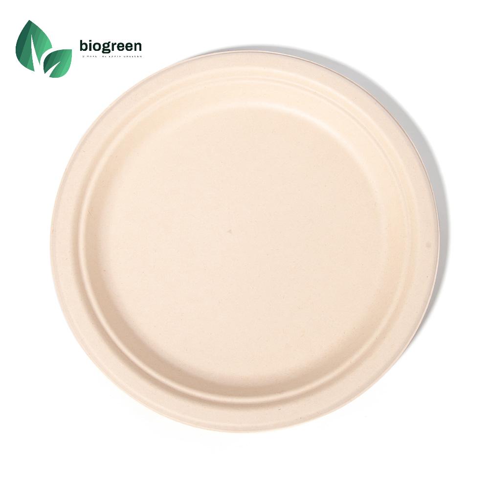 Eco Friendly Plant Fiber Molded Pulp Sugarcane Bagasse Plate 7 inch For Wedding Party