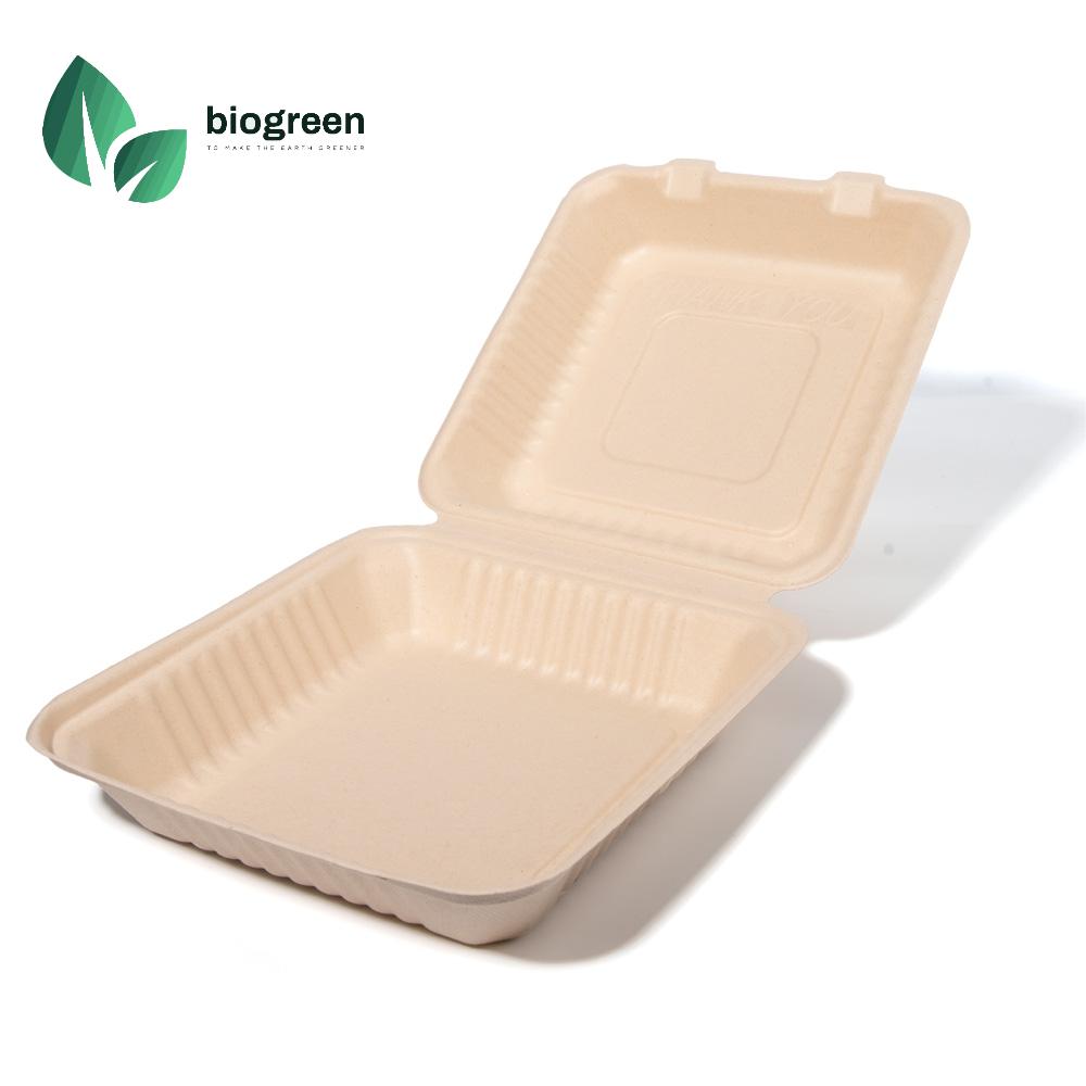 9X9” Bagasse Container Single Compartment for Fishes and Chips