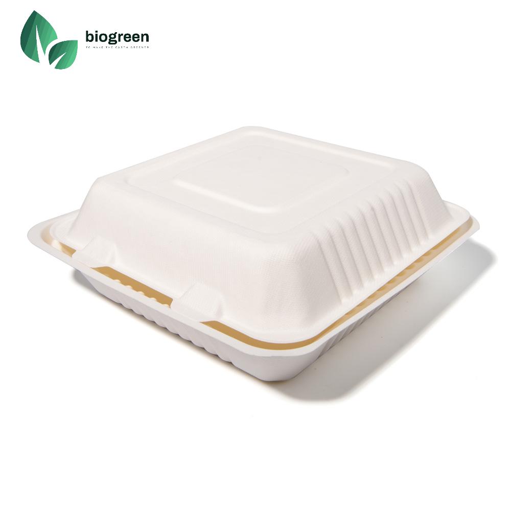 9X9” Bagasse Container Single Compartment for Fishes and Chips