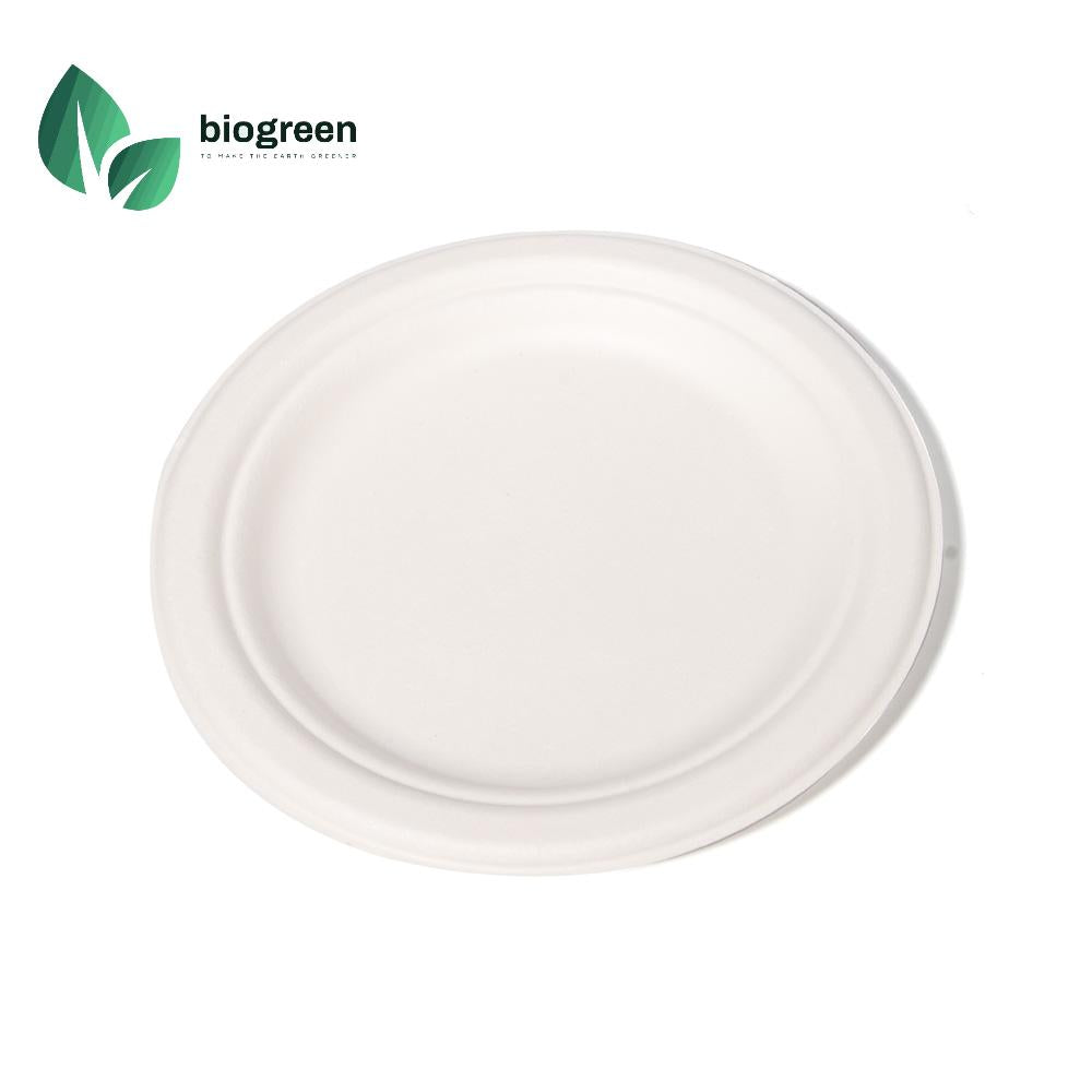 Eco Friendly Plant Fiber Molded Pulp Sugarcane Bagasse Plate 7 inch For Wedding Party