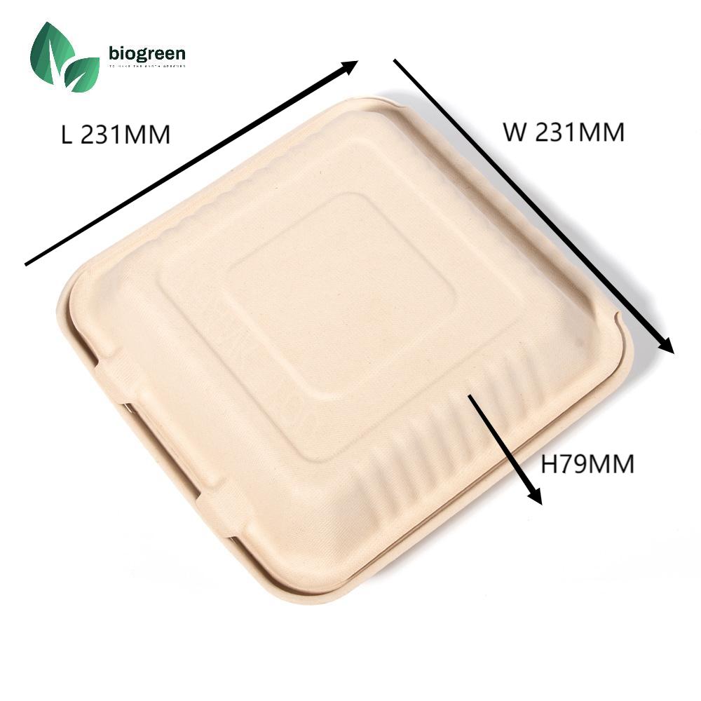 9X9” Bagasse Container Single Compartment for Fishes and Chips