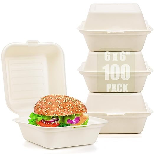 6“*6” Sugarcane Pulp Burger box